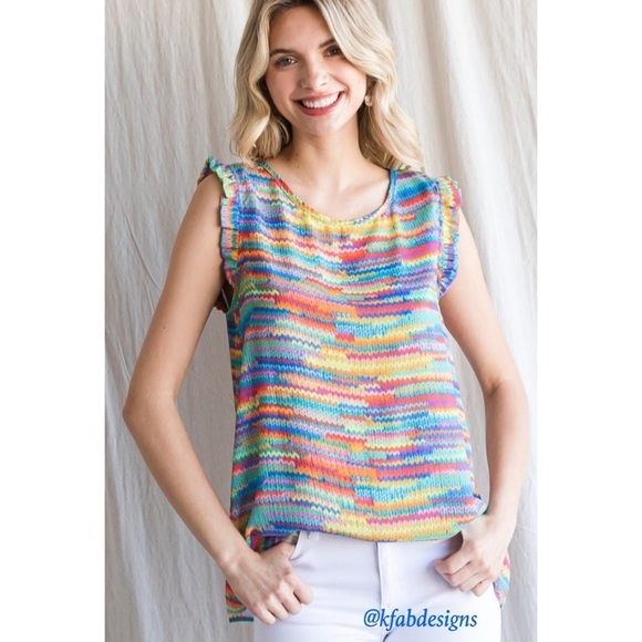 NEW! Multi Print Frill Cap Sleeve Top! - Picture 1 of 6